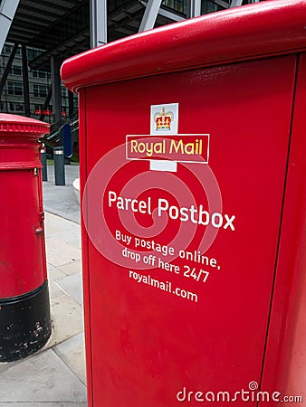 A Royal Mail parcel postbox, City of London. UK. Editorial Stock Photo