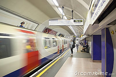 Fast moving London Tube Train, London, England Editorial Stock Photo