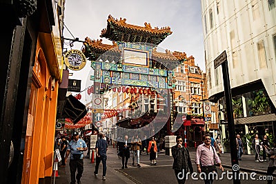 London Chinatown in Covent Garden. Full of asian restaurants, bakeries and cafe Editorial Stock Photo