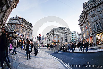 LONDON, ENGLAND - OCTOBER 30, 2015: Oxford street on sale season Editorial Stock Photo