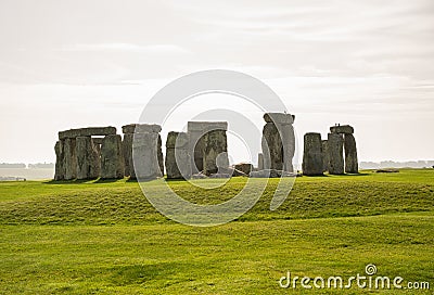 Stonehenge is a prehistoric monument on Salisbury Plain in Wiltshire, England, two miles west of Amesbury. Editorial Stock Photo