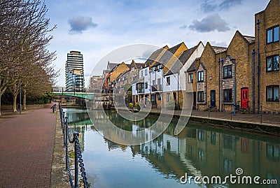 London, England - Ornamental Canal at St Katharine`s & Wapping Stock Photo