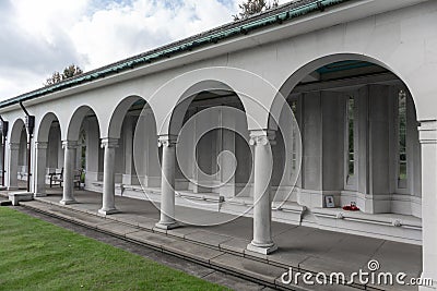 LONDON, ENGLAND - SEPTEMBER 27, 2017: Runnymede Air Forces Memorial in England. Wall with Names. Editorial Stock Photo