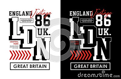 London, England typography design, for t-shirt and apparel, print men, vectors Vector Illustration