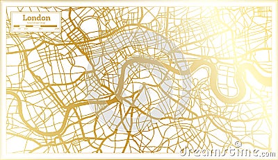 London England UK City Map in Retro Style in Golden Color. Outline Map Stock Photo