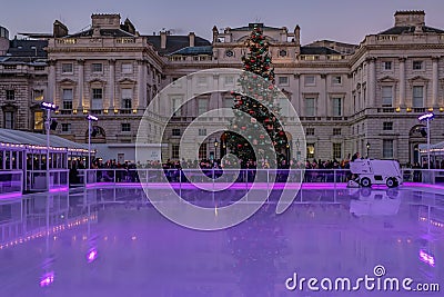 London, England, UK - December 29, 2016: Ice-skating rink ready Editorial Stock Photo