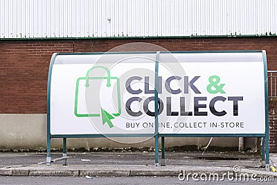 London, England / UK - February 28th 2020: Click and collect online internet supermarket shopping pick up point Editorial Stock Photo