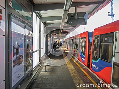 View at the train station on Canary Wharf Editorial Stock Photo