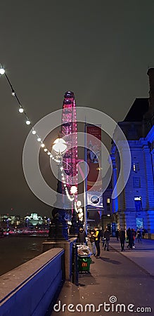 London eye night bridge England Editorial Stock Photo