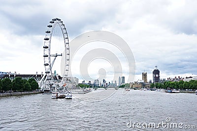 London Eye, thames river in London Editorial Stock Photo