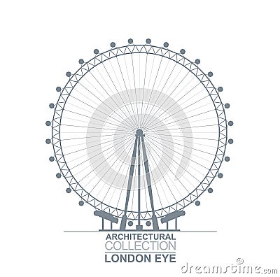 London Eye View Vector Illustration