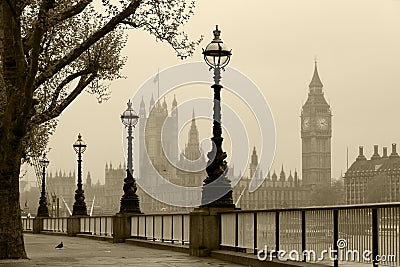 London in fog Stock Photo