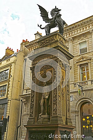 London, Great Britain -May 23, 2016: The Temple Bar Memorial 1880 Editorial Stock Photo