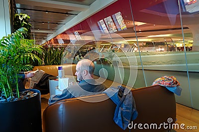 London Heathrow, 16/01/2019 - Virgin Atlantic Lounge Editorial Stock Photo