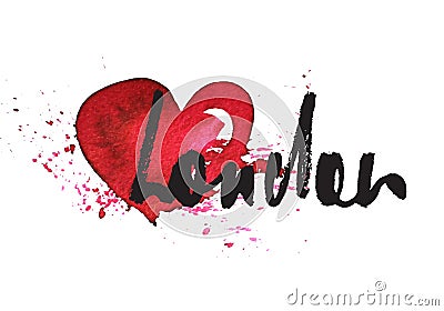 London inscription with heart Vector Illustration