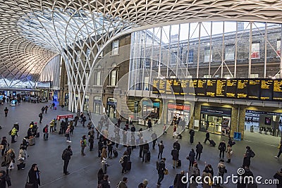 London Kings Cross station with commuters traveling to work Editorial Stock Photo