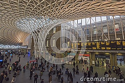 London Kings Cross station with commuters traveling to work Editorial Stock Photo
