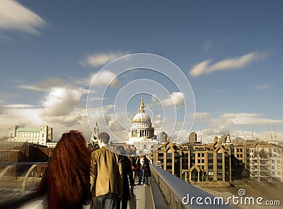 London Millennium Bridge and St Pauls Editorial Stock Photo