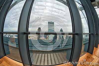 London modern skyline through big windows Editorial Stock Photo