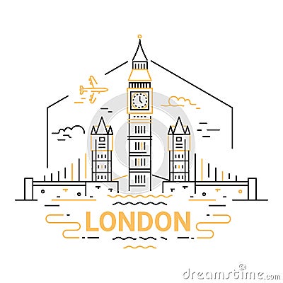 London - modern vector line travel illustration Vector Illustration