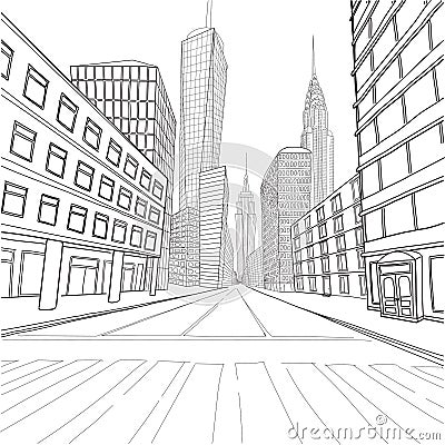 London New York buildings Empire State Chrysler Building World T Vector Illustration