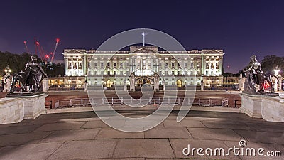 Night view of the famous Buckingham Palace, London, United Kingdom Editorial Stock Photo