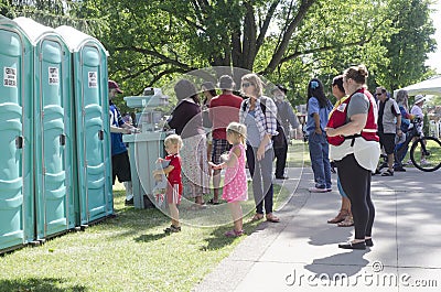 London Ontario, Canada - July 16, 2016: Children waiting with th Editorial Stock Photo