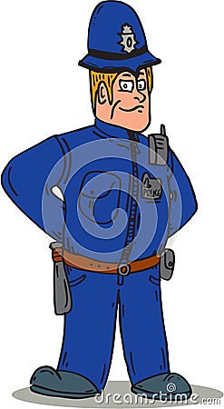 London Policeman Police Officer Cartoon Vector Illustration