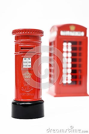 London postbox and telephone box Editorial Stock Photo