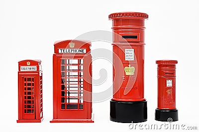 London postbox and telephone box Editorial Stock Photo