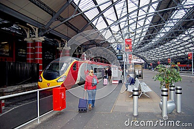 London Railway Station and Train Editorial Stock Photo