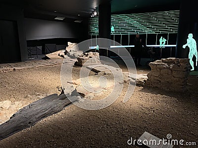 The London Roman Amphitheatre is an interactive and educational attraction at Guildhall Art Gallery Editorial Stock Photo