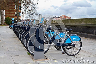 London's bicycle rent docking station Editorial Stock Photo