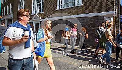 People on the street in London. Editorial Stock Photo