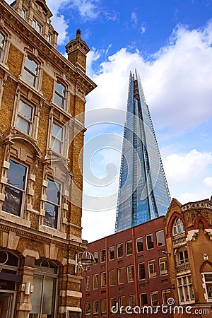 London shard view from old brick buildings Editorial Stock Photo