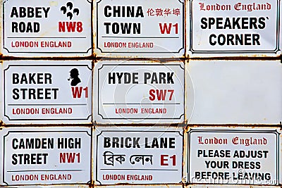 London signs Editorial Stock Photo