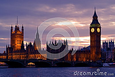 London Skyline and Big Ben, England Stock Photo