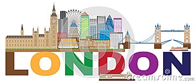 London Skyline Color Text vector Illustration Vector Illustration