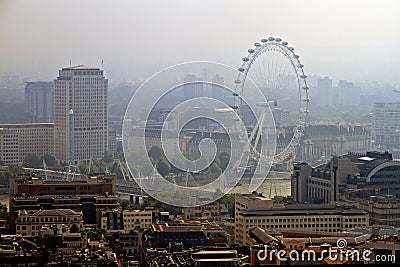 London Skyline, Thames and London Eye Editorial Stock Photo