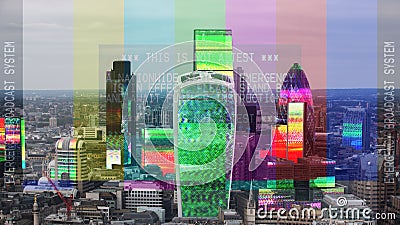 London skyline with tv distortion and static Stock Photo