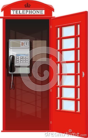 London Telephone Booth Vector Illustration