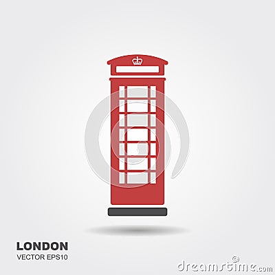 London telephone booth isolated on white background. Vector Illustration