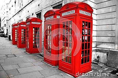 London Telephone Boxes Stock Photo