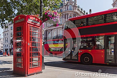 London telephone cabin and double decker bus Stock Photo