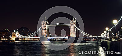 London Tower bridge at night from South bank Editorial Stock Photo