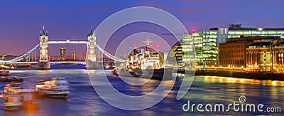 London Tower bridge - panorama Editorial Stock Photo