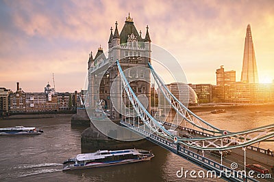 The london Tower bridge at sunrise Editorial Stock Photo