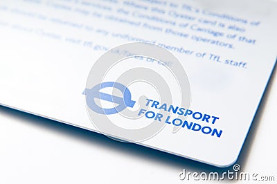London transport card Editorial Stock Photo