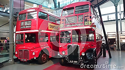 London transport museum - english double deckers Editorial Stock Photo