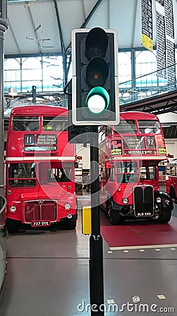 London transport museum - english double deckers Editorial Stock Photo